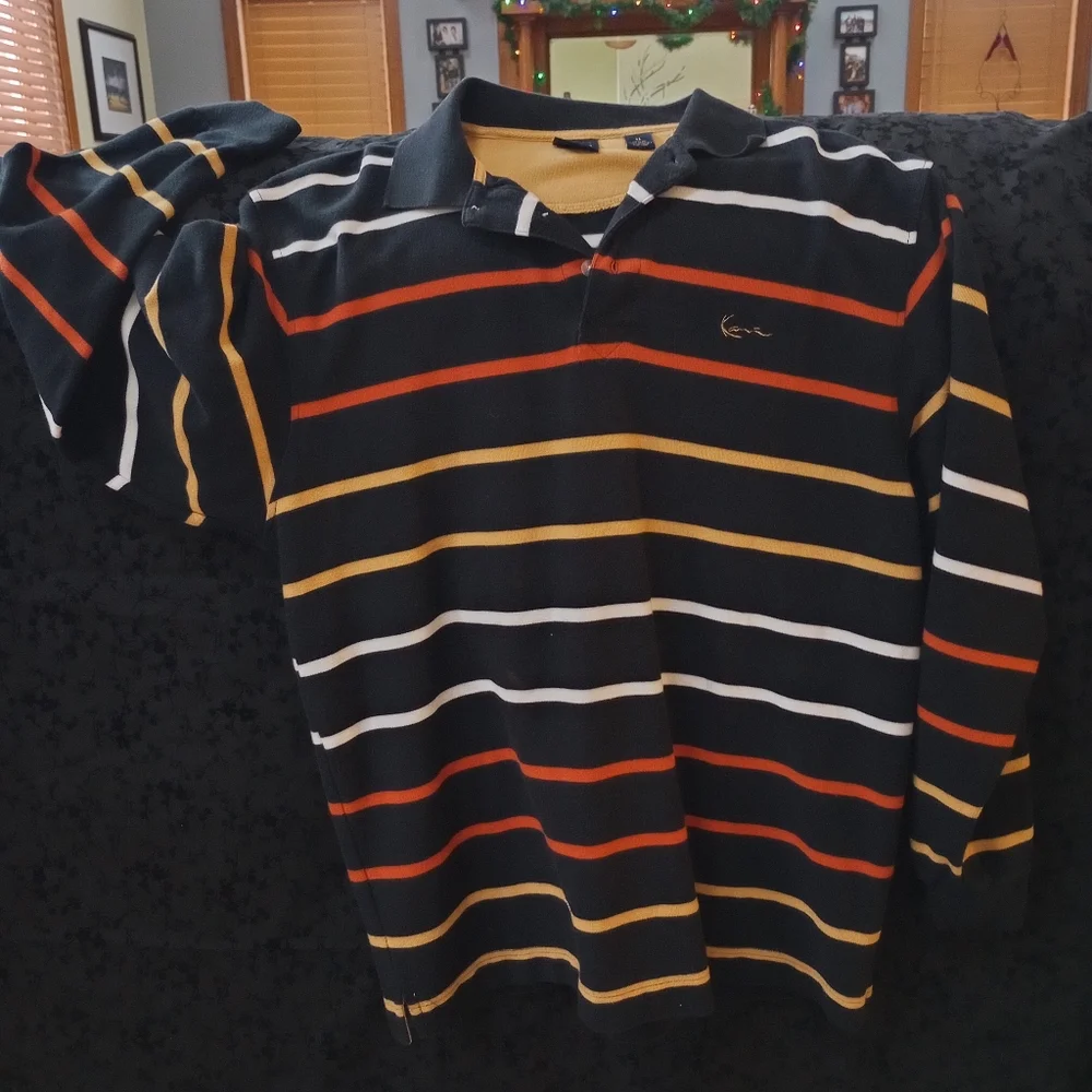 Karl Kani Striped Black Polo Shirt XL - Picture 4 of 5